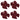 Four identical deep burgundy velvet bow napkin rings arranged in a 2x2 grid on a plain white background.