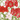 Pattern of red and pink flowers with green leaves on a white background