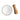 White circular object with a wooden handle on a white background
