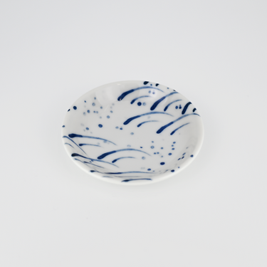 Urban Tokyo - Nami Wave Design 2oz 3.75"Dia Porcelain Sauce Dish JP (20/240)