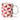 Mug with red and white geometric pattern on a white background