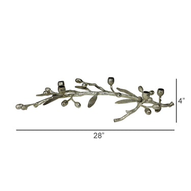 Decorative metal branch with candle holders on a white background