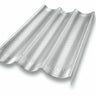 Metallic roof panel with a textured surface on a white background