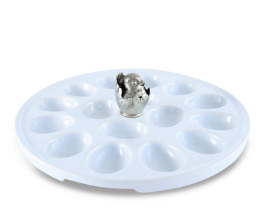 Vagabond House - Ceramic and Pewter Little Chick Deviled Egg Holder