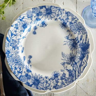 Summer Blues Rimmed Dinner Plate s/4