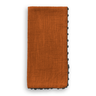 French Graffiti Knotted Edge Napkins in Tomato Cream with Grey Trim