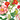 Floral and bird pattern with red flowers, green leaves, and a bird on a white background.