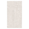 Image shows Caspari’s Pebble Guest towel in Grey. The pattern is alternating bands of small, medium, and large white dots on a grey background.