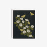 Greeting card with floral design and butterflies on a black background