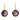 A pair of gold drop earrings with faceted oval purple gemstones in bezel settings, shown against a plain white background.