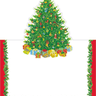 Christmas tree on white background with red border
