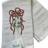 Cream colored towel with embroidered mistletoe