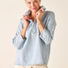 Emerson Pop Up Collar Top | Light Chambray - front