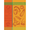 Garnier-Thiebaut’s Ratatouille Tea Towel featuring all the ingredients for Ratatouille and they are listed on the left side.