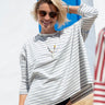 Catalina Striped Jersey Tee | Slate Blue