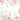 Floral pattern with pink, red, and yellow flowers on a white background