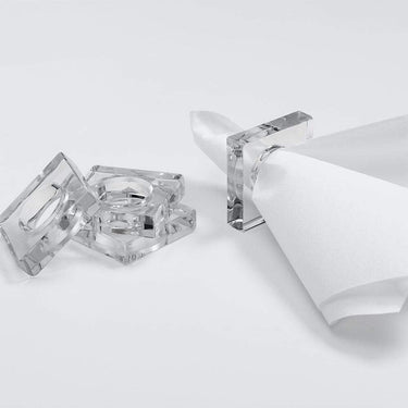 Clear Acyrlic Square Napkin Ring | Set of 4