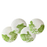 Caskata - Green Bunnies Small Plates, Set of 4. All 4 designs are shown.
