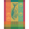 Colorful fish tea towel with sliced fruit